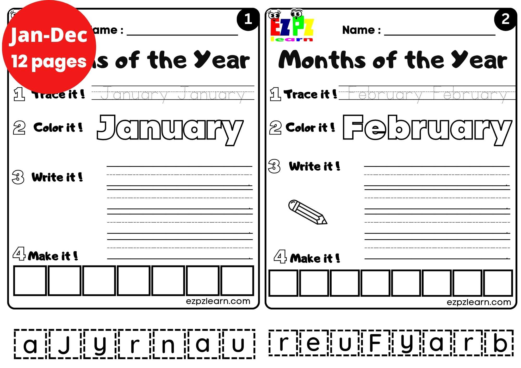 Months of the Year Cut and Paste Worksheet